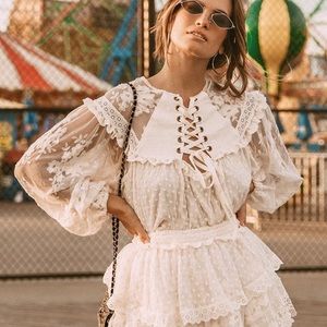 Spell Dawn Lace Blouse Hot Pink (S)